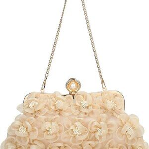 Versatile Floral Evening Bag with Detachable Chains - Perfect for Any Occasion